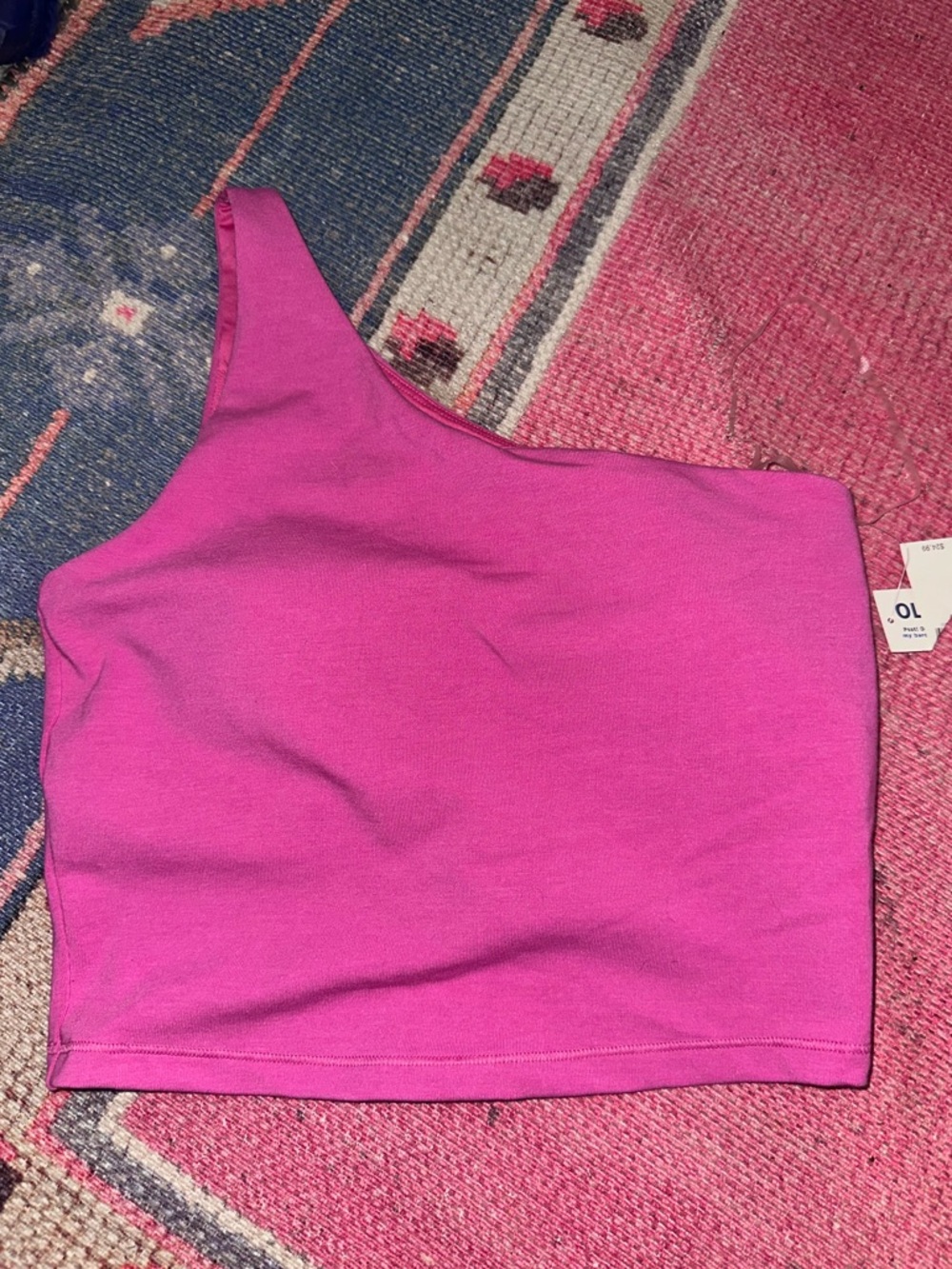 One shoulder pink top